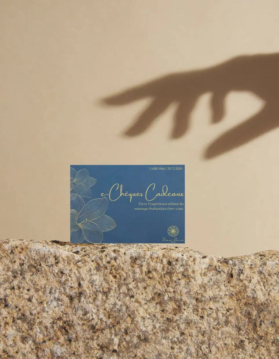 Siamsens Thai Home Massage - Navy Gold Minimalist Elegant Wedding Thank You Card 1